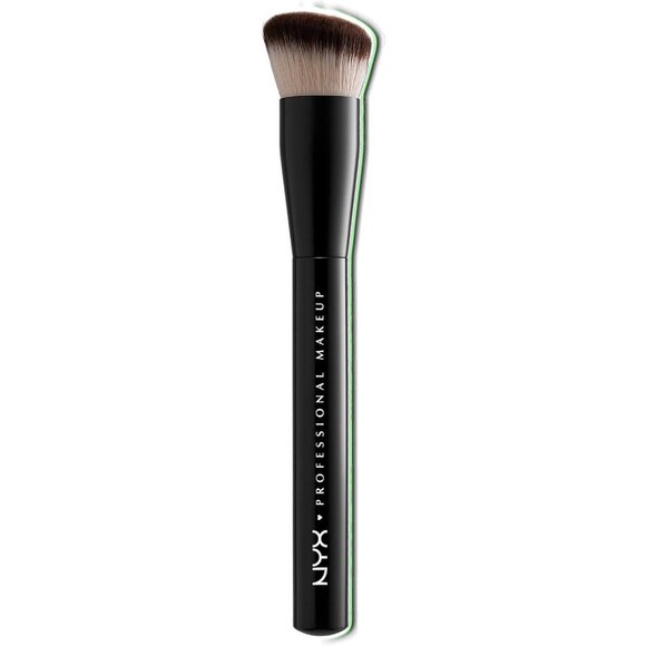 🆕 Makeup Black Foundation Brush Face With Angled Top Creates Smooth Finish Love - Picture 1 of 5